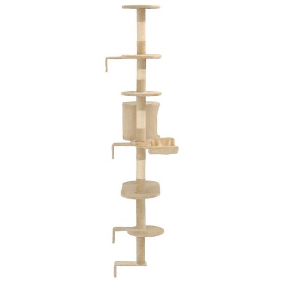 Arbre à chat mural bois et sisal beige 60 x 30 x 194 cm - PANGIVO - Image 5