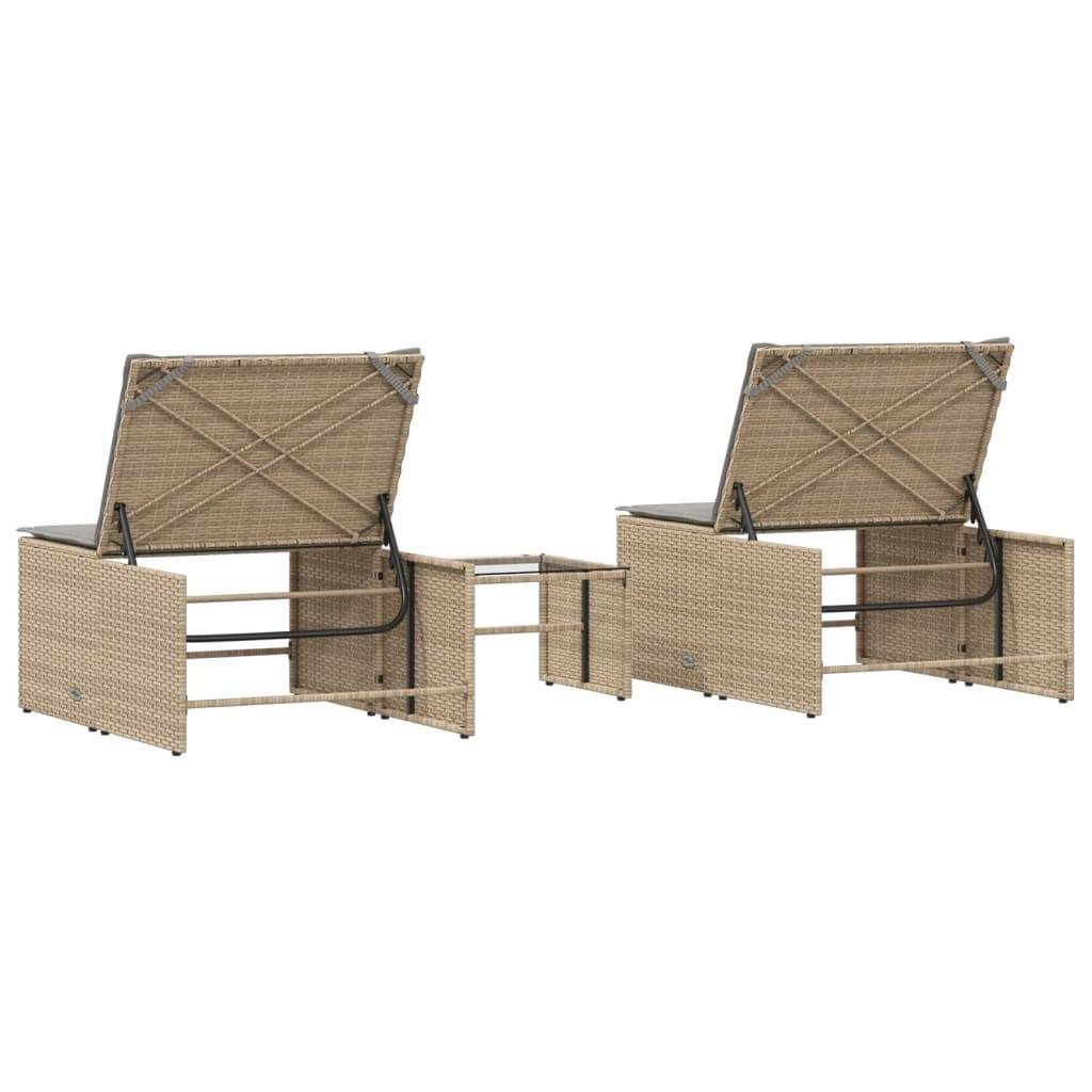 Kit 2 Lits de Jardin et Table Résine Tressée Beige Terrasse – ComfortXL Outdoor Living - Image 8