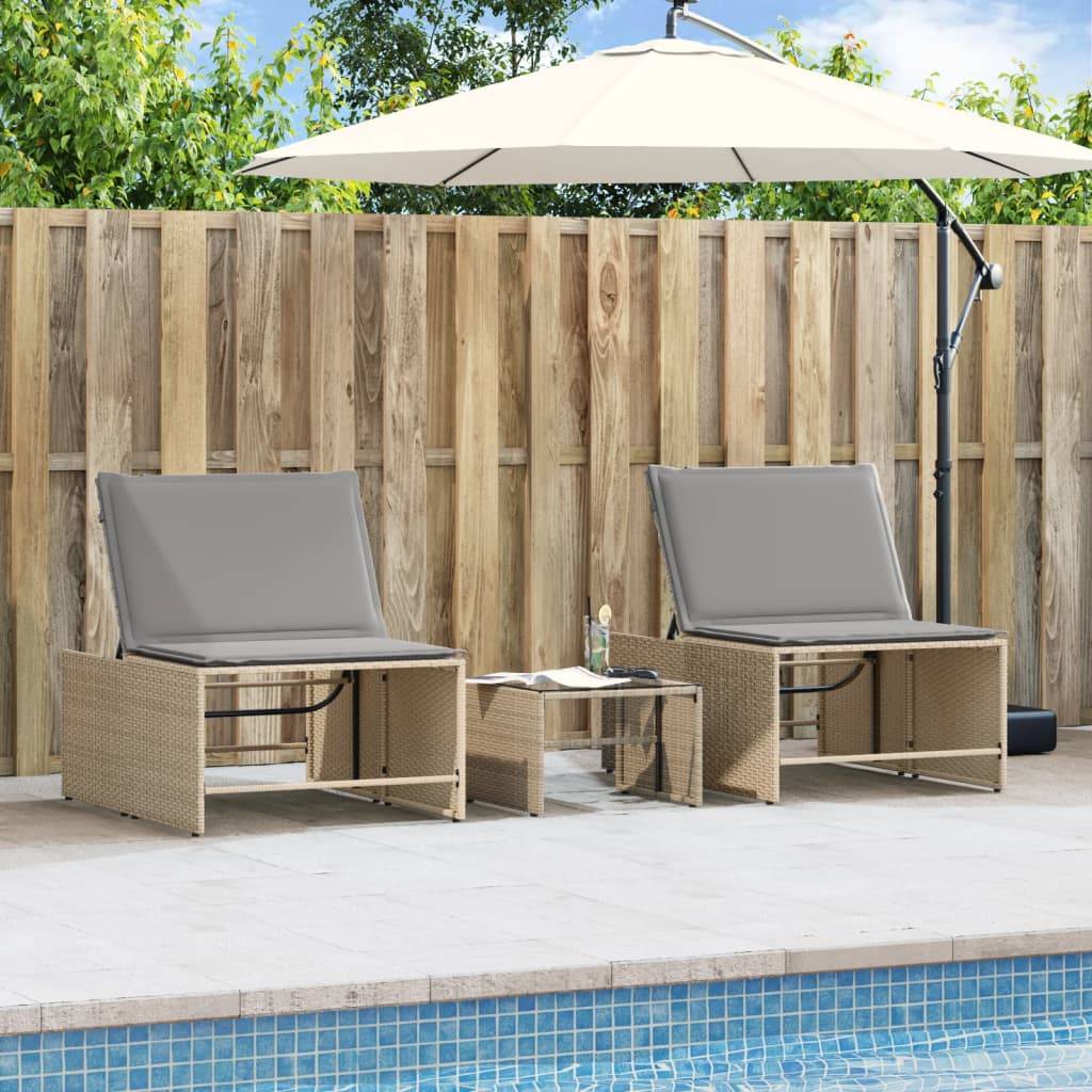 Kit 2 Lits de Jardin et Table Résine Tressée Beige Terrasse – ComfortXL Outdoor Living - Image 4