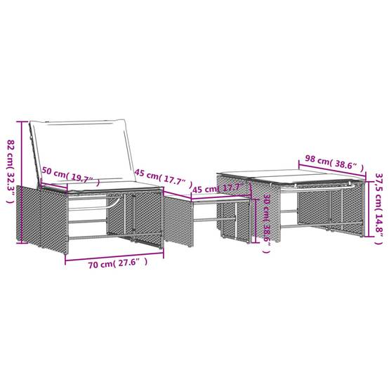 Kit 2 Lits de Jardin et Table Résine Tressée Beige Terrasse – ComfortXL Outdoor Living - Image 6