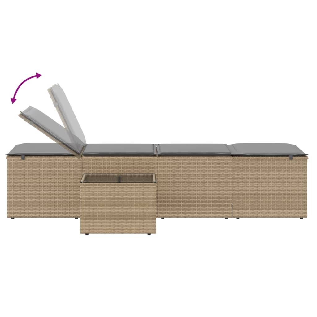 Kit 2 Lits de Jardin et Table Résine Tressée Beige Terrasse – ComfortXL Outdoor Living - Image 9
