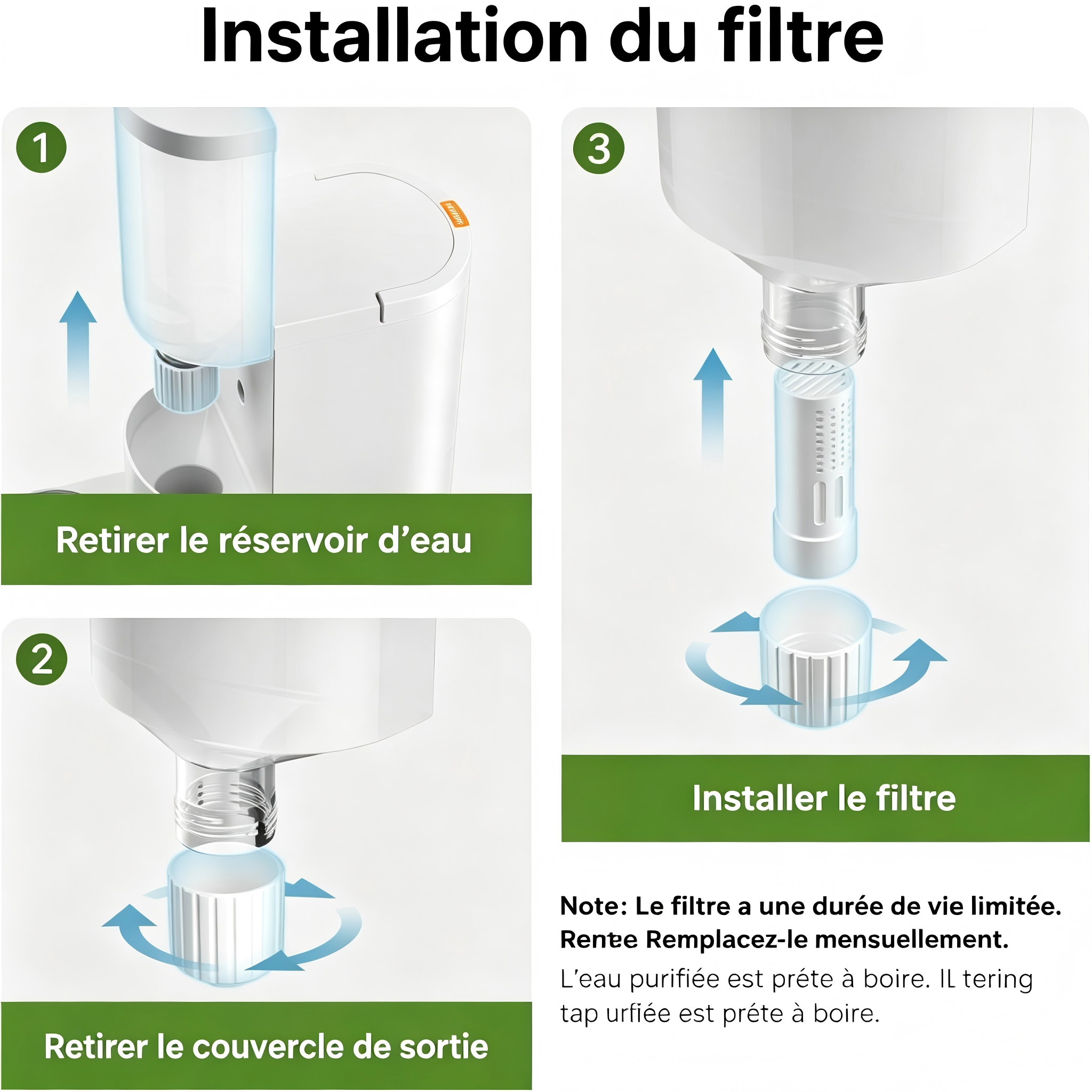 Sans Marque - Filtre de rechange pour distributeur d'eau automatique 2 en 1 DUDUPET - Image 2