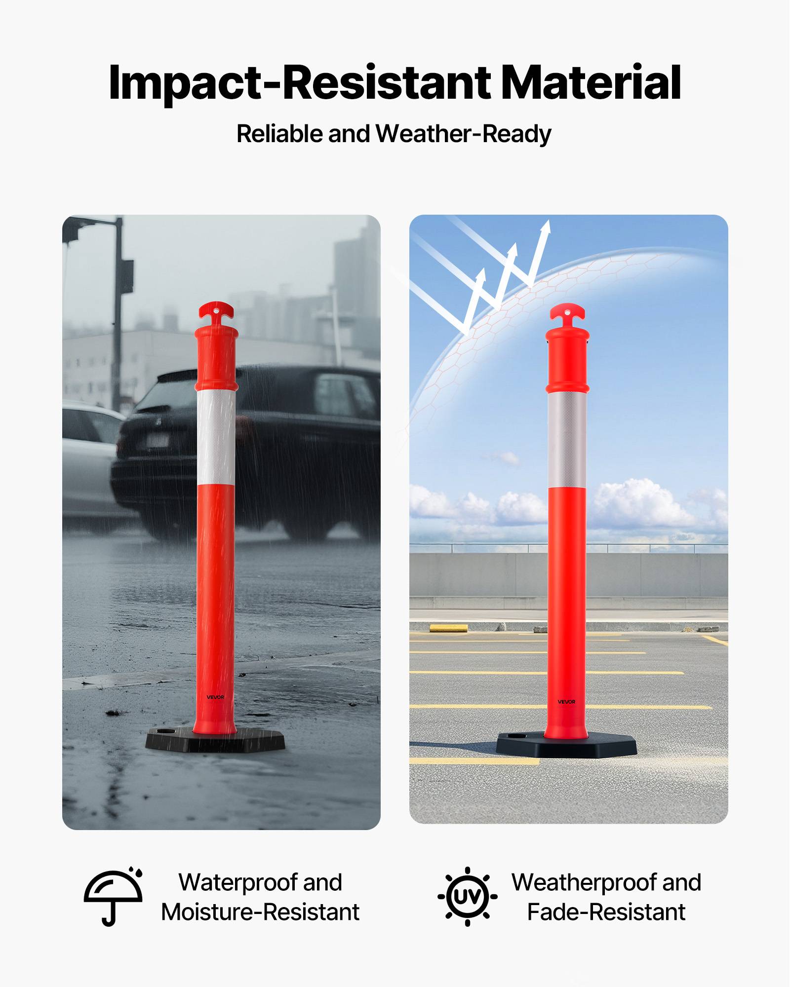 Vevor - VEVOR Poteau de Signalisation Balise de Délimitation 6PCs 114 cm Base Lestée - Image 5