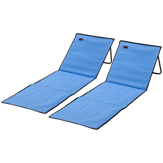 Lot 2 tapis de plage acier extérieur dossier inclinable sangle transport bleu - ComfortXL Outdoor Living - Image 2