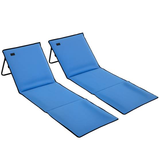 Lot 2 tapis de plage acier extérieur dossier inclinable sangle transport bleu - ComfortXL Outdoor Living - Image 1
