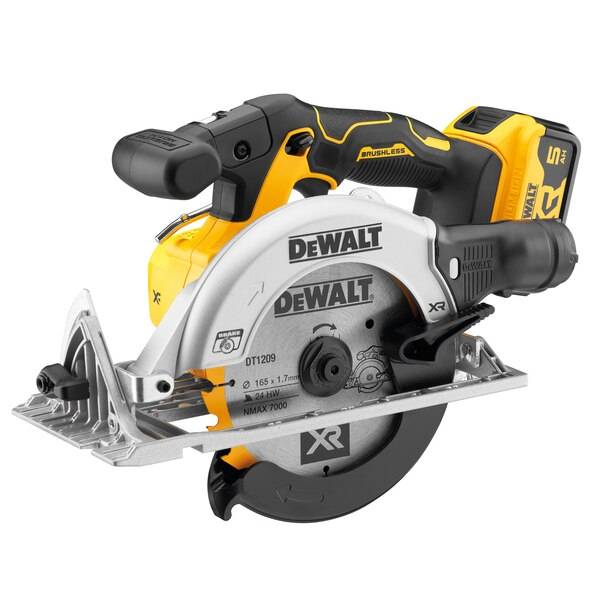 Scie circulaire 165 mm XR 18V DEWALT + 2 batteries 5Ah + coffret Tstak - DCS565P2-QW - Image 1