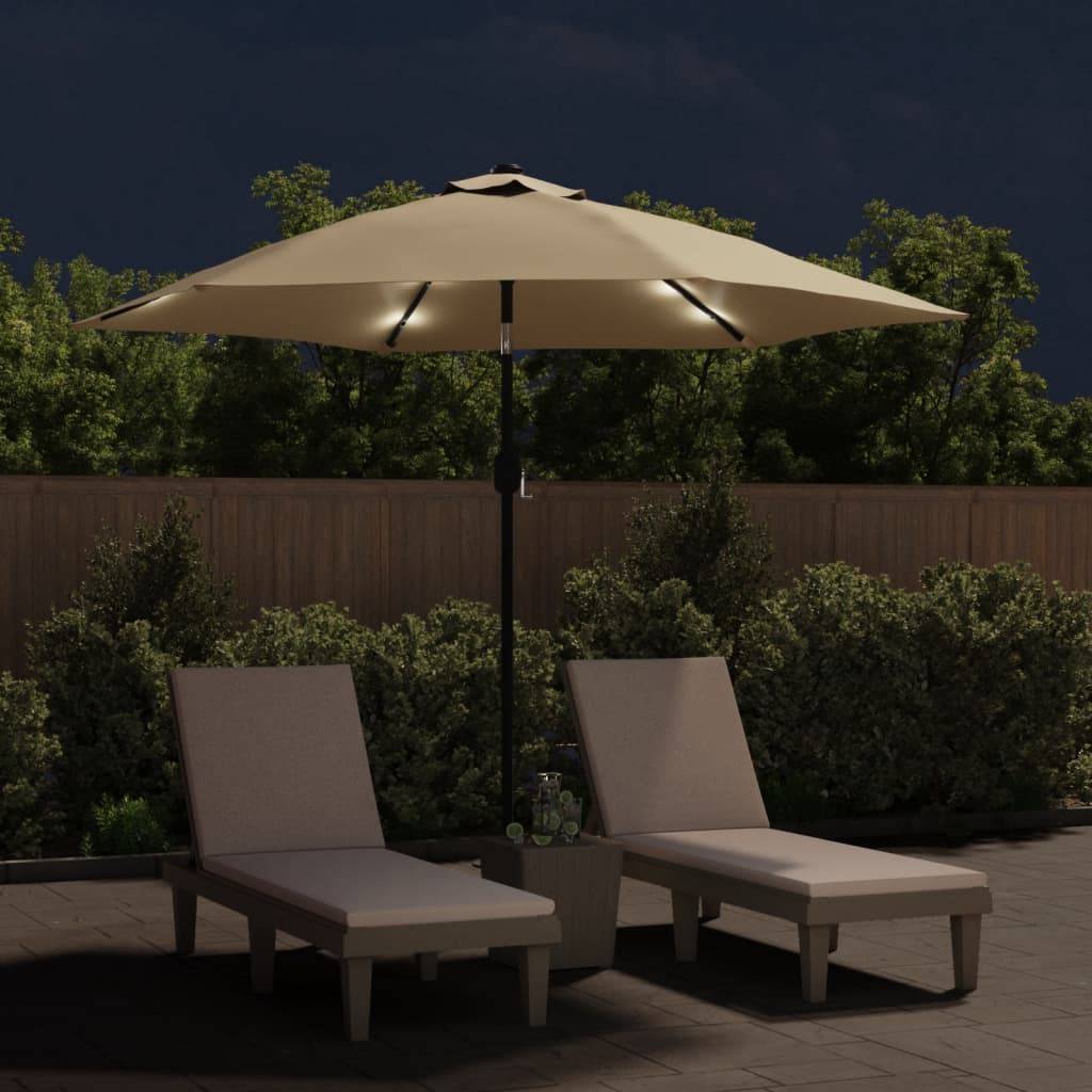 Parasol acier et polyester taupe 300 x 300 x 225 cm - PANGIVO - Image 2