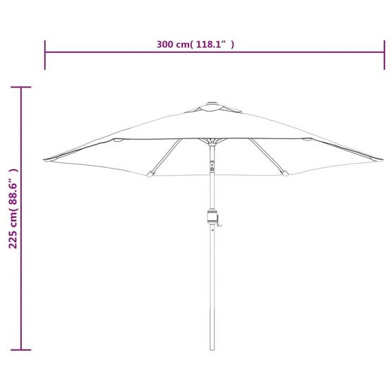 Parasol acier et polyester taupe 300 x 300 x 225 cm - PANGIVO - Image 9