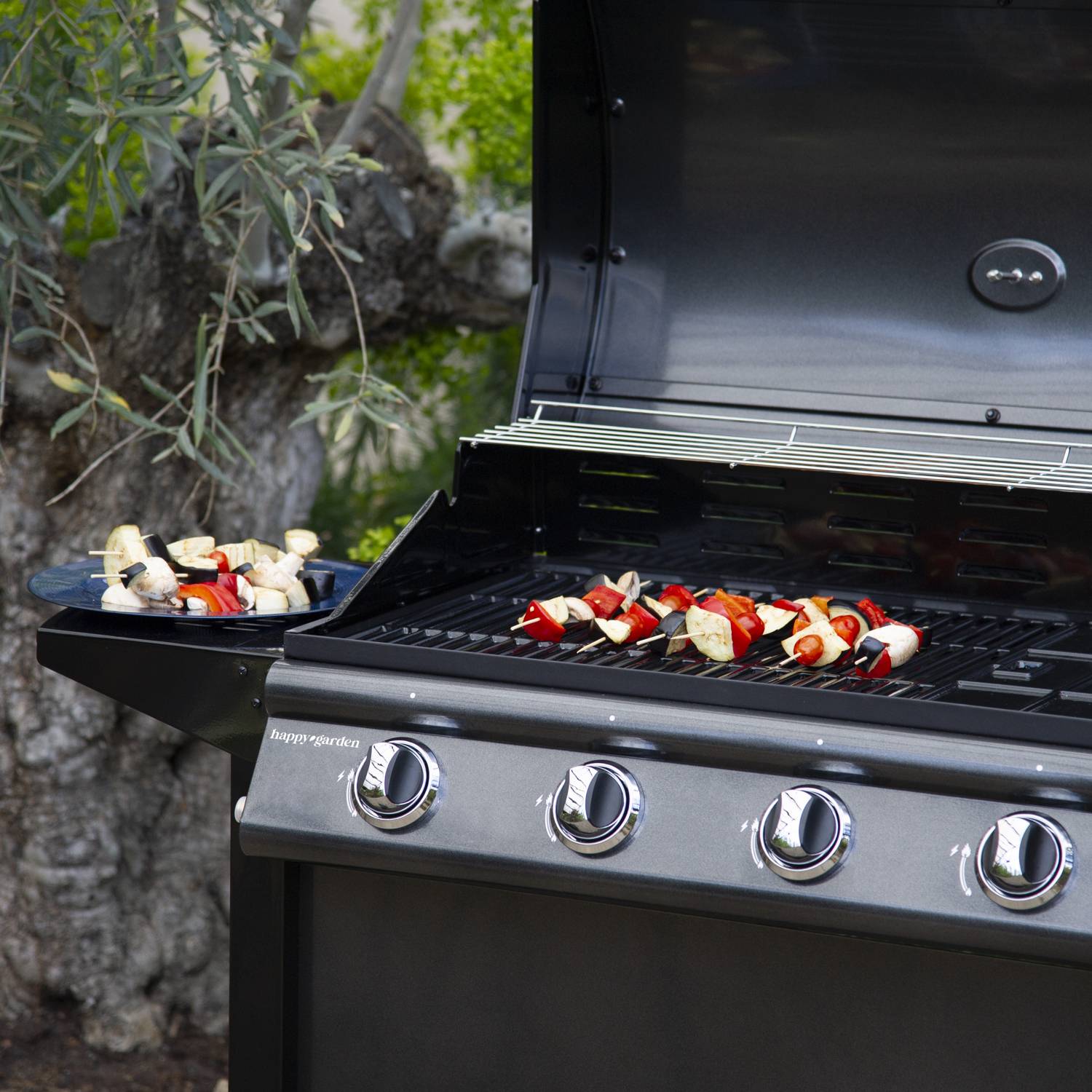 Barbecue au gaz RENO - 4 brûleurs avec thermomètre 14kW - HAPPY GARDEN - Image 6
