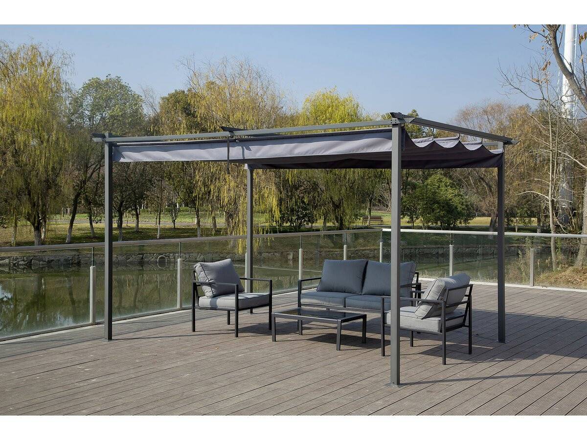 Habitat Et Jardin - Pergola En Métal Avec Toit Rétractable - 3 X 4 M - Gris -habitat Et Jardin - Image 2