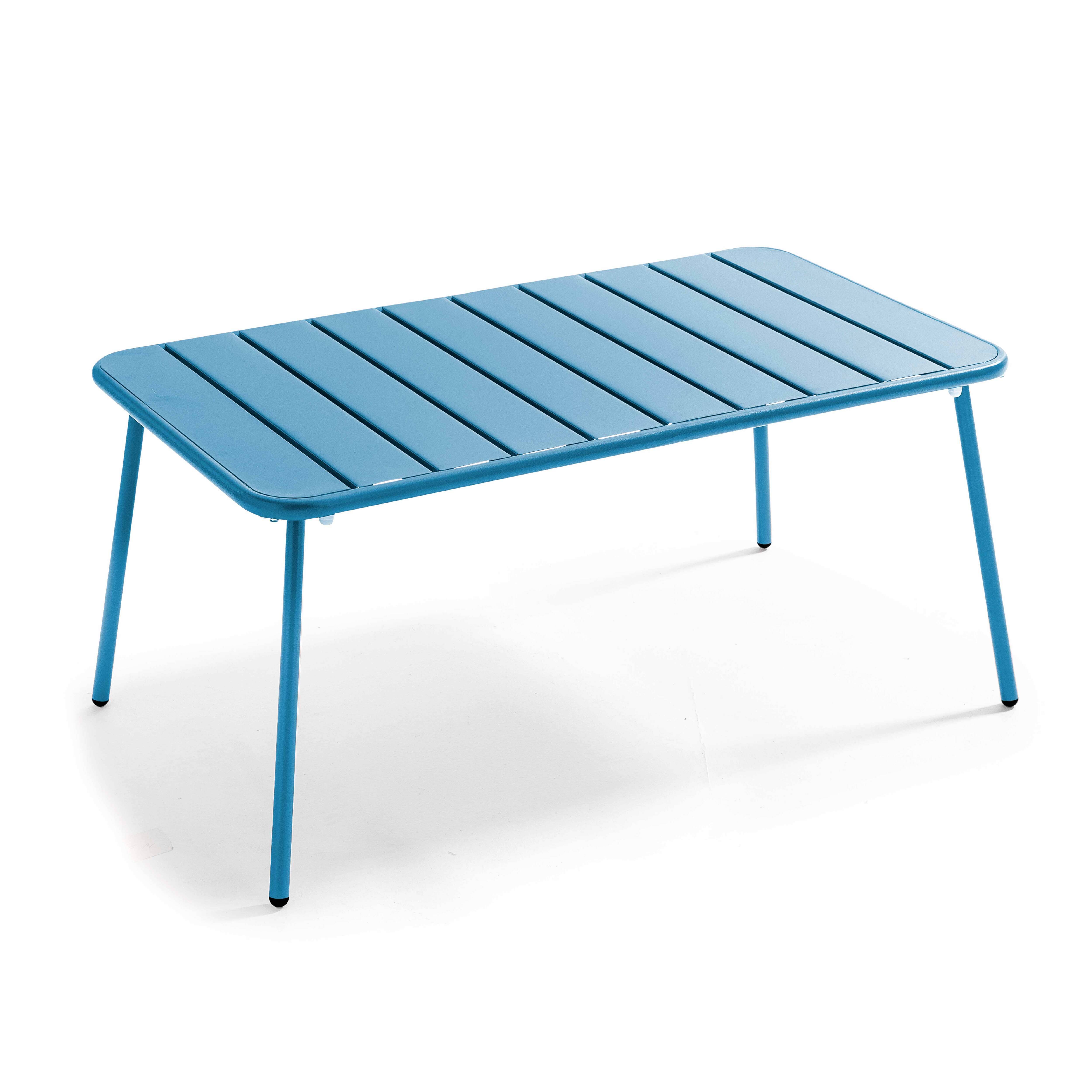 Oviala - Salon de jardin 4 places et 1 table basse en acier bleu pacific Palavas - Oviala - Image 6