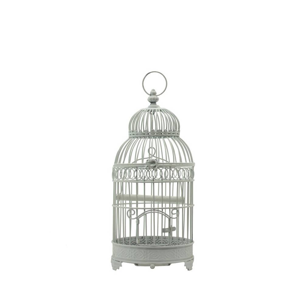 Cage à oiseaux bougeoir en métal blanc ø21 x 48 cm Chemin de campagne - Image 1