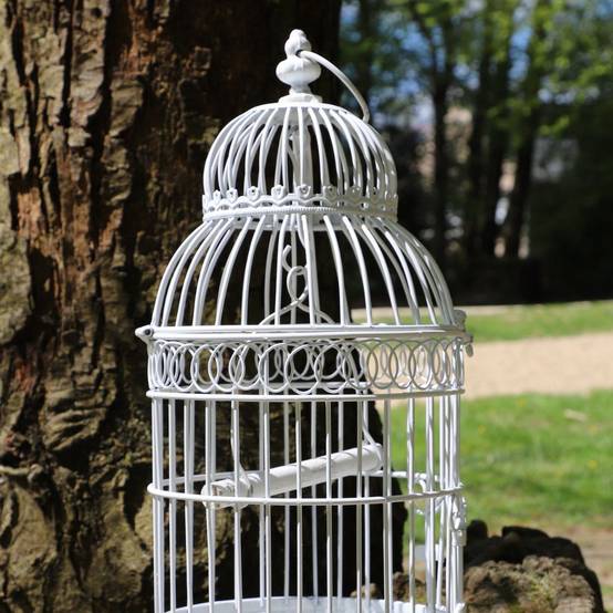 Cage à oiseaux bougeoir en métal blanc ø21 x 48 cm Chemin de campagne - Image 5