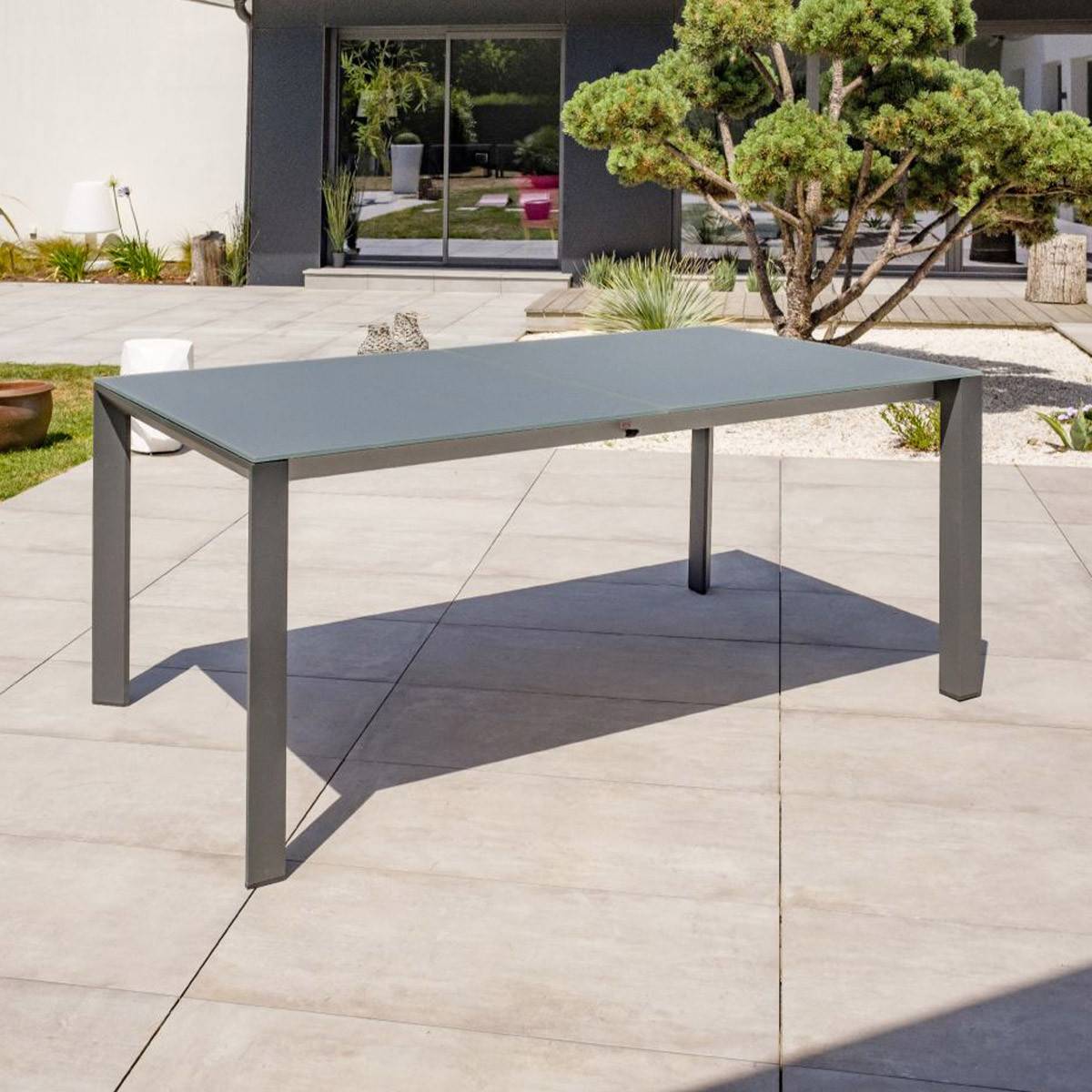 Paris Garden - Table de Jardin en Verre "Honfleur" 180-250cm Gris Anthracite - Image 6