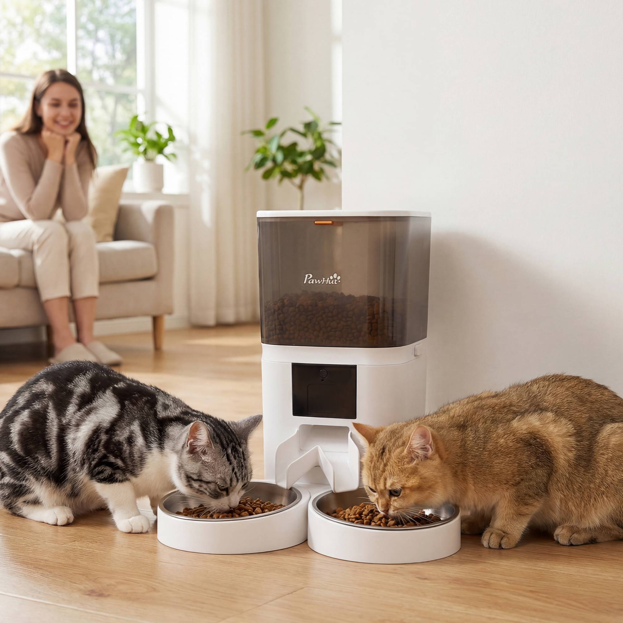 Sans Marque - Comedero automatique 6L WiFi 2,4G avec appli 2 cuencos programmables 1-10 repas enregistreur vocal 10s - Image 3