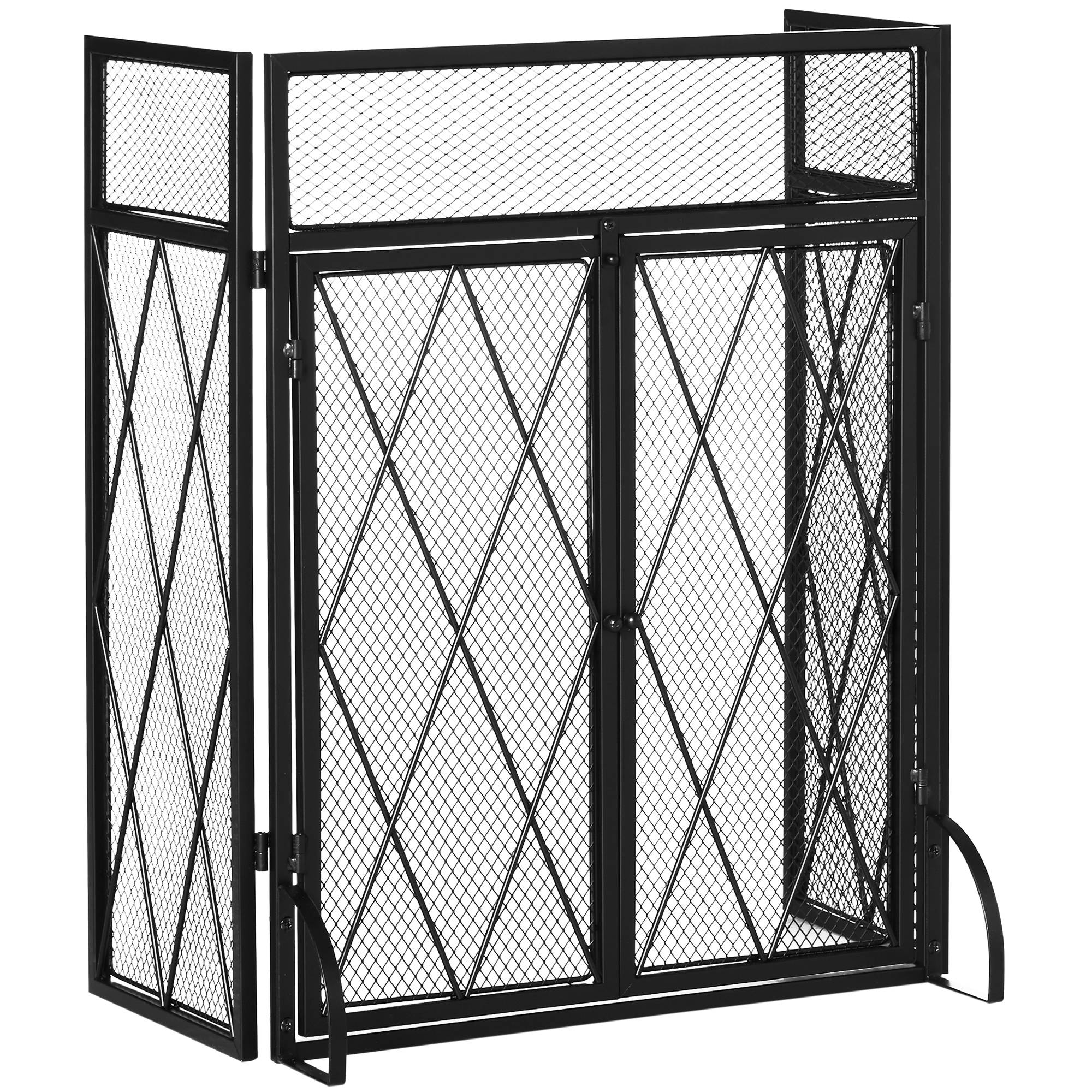 ComfortXL - Pare-feu de Cheminée 3 Panneaux Pliable en Métal Forgé Noir 120 cm – ComfortXL Outdoor Living - Image 2