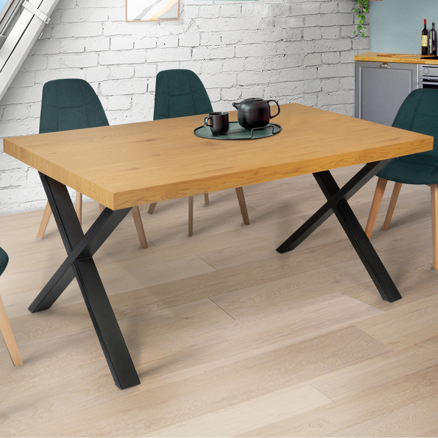 Lot de 2 pieds de table forme X 72x73 cm noir design industriel - Image 4