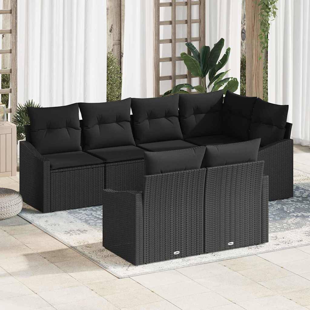 Salon de jardin modulable 7 places en polyrotin pour terrasse et jardin Noir – ComfortXL Outdoor Living - Image 1