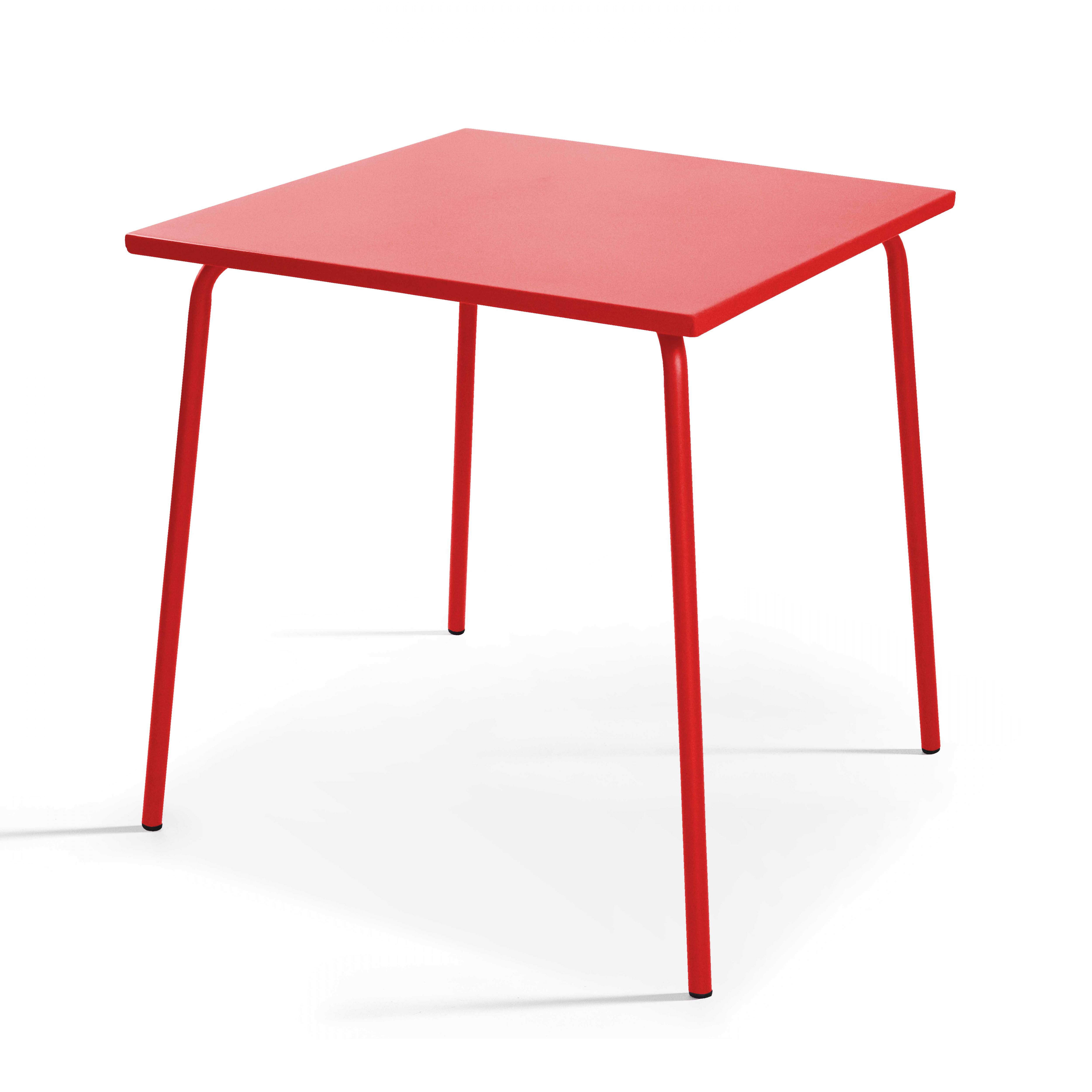 Oviala - Ensemble table de jardin carrée et 2 chaises acier rouge Palavas - Oviala - Image 4