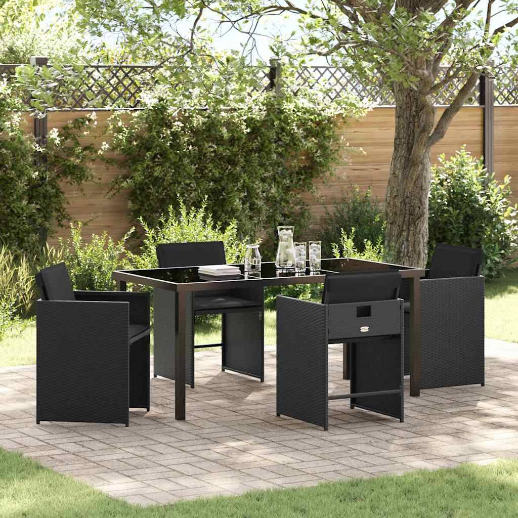 Ensemble de salle à manger pour jardin 5 pcs | Mobilier d'extérieur Noir polyrotin Maison Chic - Image 2