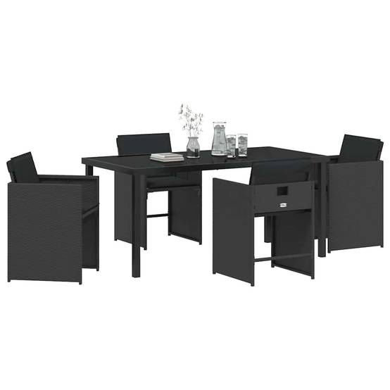 Ensemble de salle à manger pour jardin 5 pcs | Mobilier d'extérieur Noir polyrotin Maison Chic - Image 3