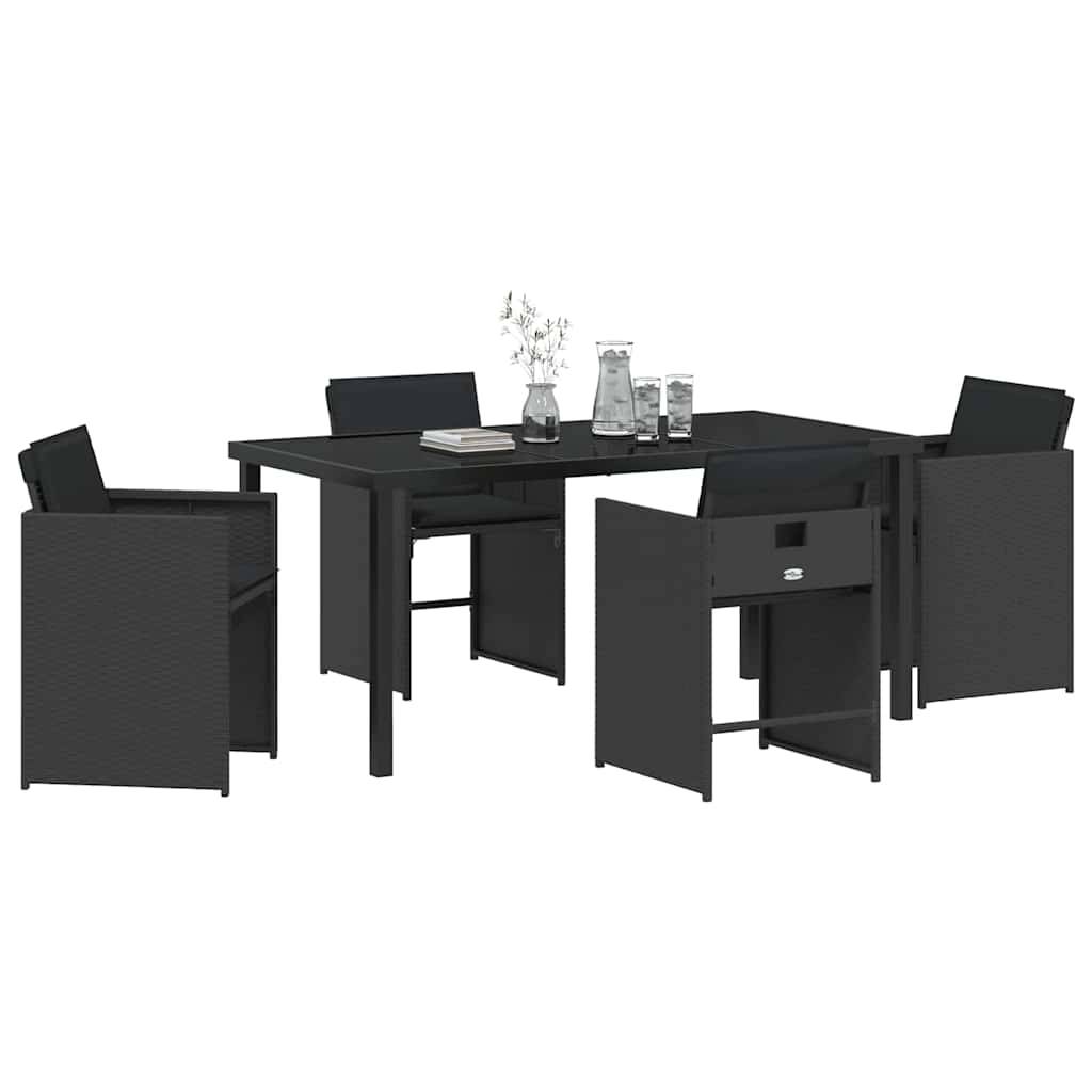 Ensemble de salle à manger pour jardin 5 pcs | Mobilier d'extérieur Noir polyrotin Maison Chic - Image 3