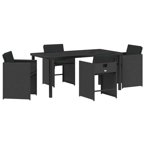Ensemble de salle à manger pour jardin 5 pcs | Mobilier d'extérieur Noir polyrotin Maison Chic - Image 1