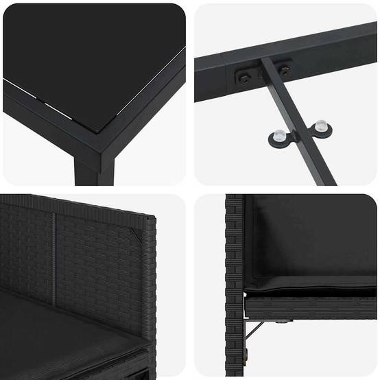 Ensemble de salle à manger pour jardin 5 pcs | Mobilier d'extérieur Noir polyrotin Maison Chic - Image 9