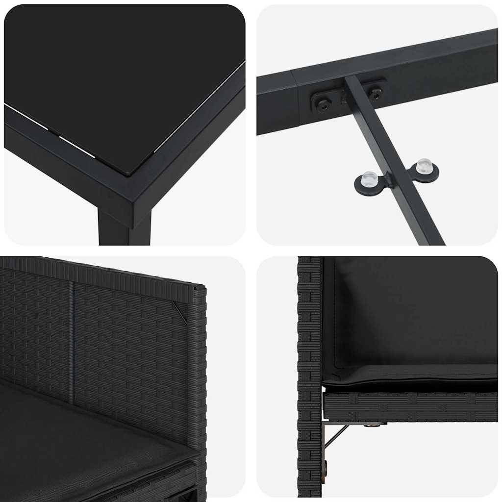 Ensemble de salle à manger pour jardin 5 pcs | Mobilier d'extérieur Noir polyrotin Maison Chic - Image 9