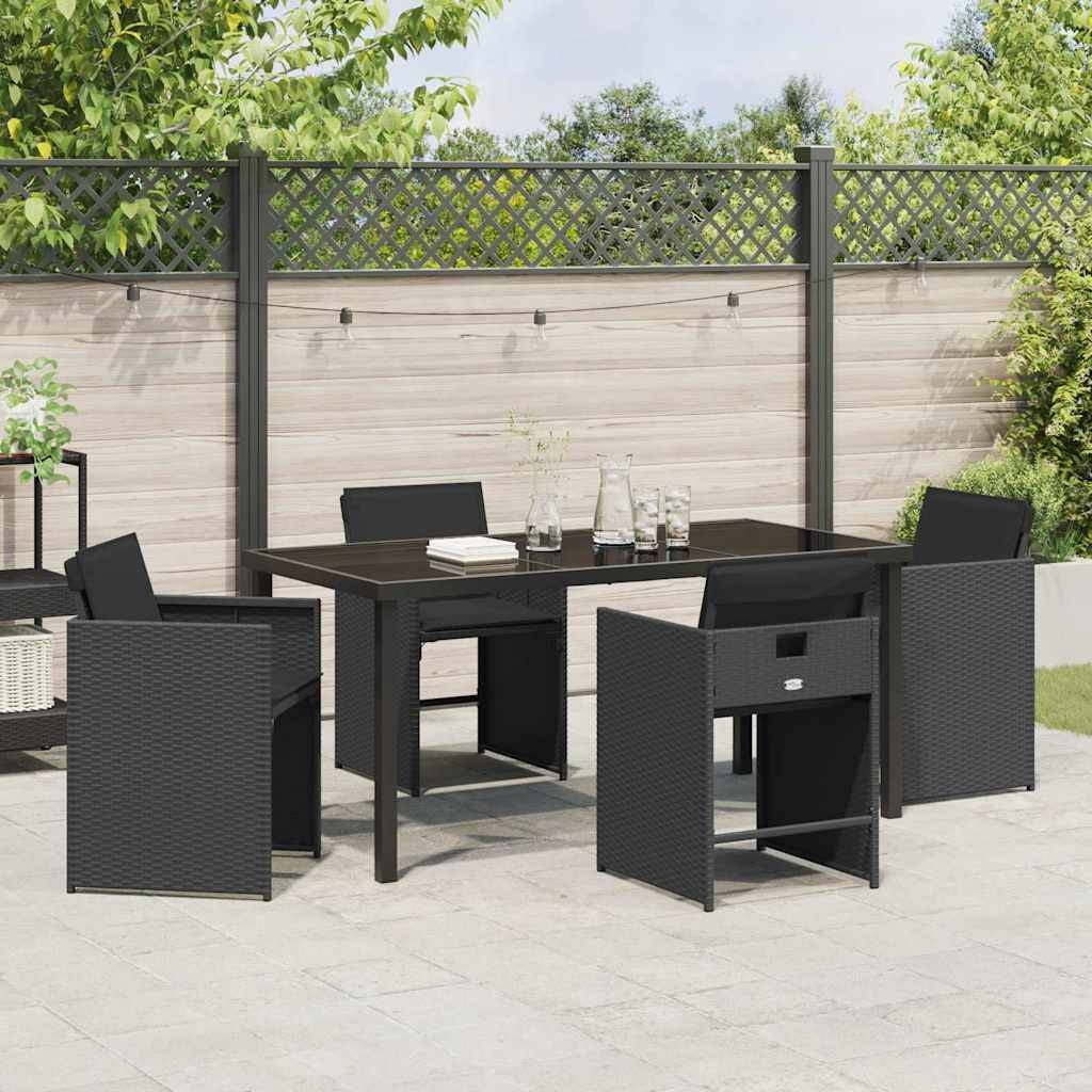 Ensemble de salle à manger pour jardin 5 pcs | Mobilier d'extérieur Noir polyrotin Maison Chic - Image 4