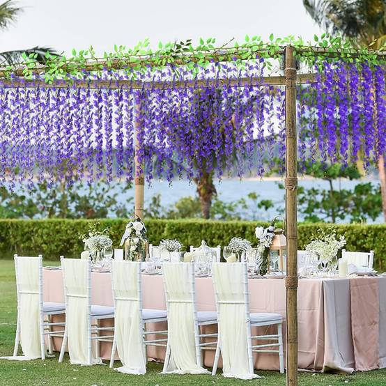 Bande de Glycine Artificielle Violette - Lot de 2 - Décoration Mariage et Événements - Réaliste - Lytech - Image 3