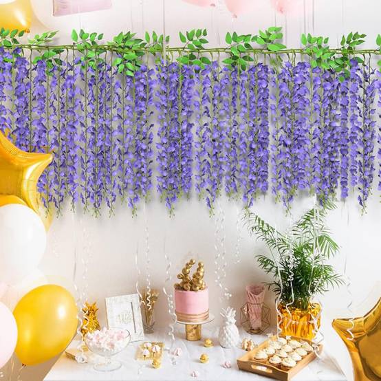 Bande de Glycine Artificielle Violette - Lot de 2 - Décoration Mariage et Événements - Réaliste - Lytech - Image 4