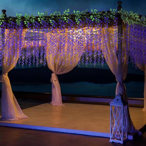 Bande de Glycine Artificielle Violette - Lot de 2 - Décoration Mariage et Événements - Réaliste - Lytech - Image 2
