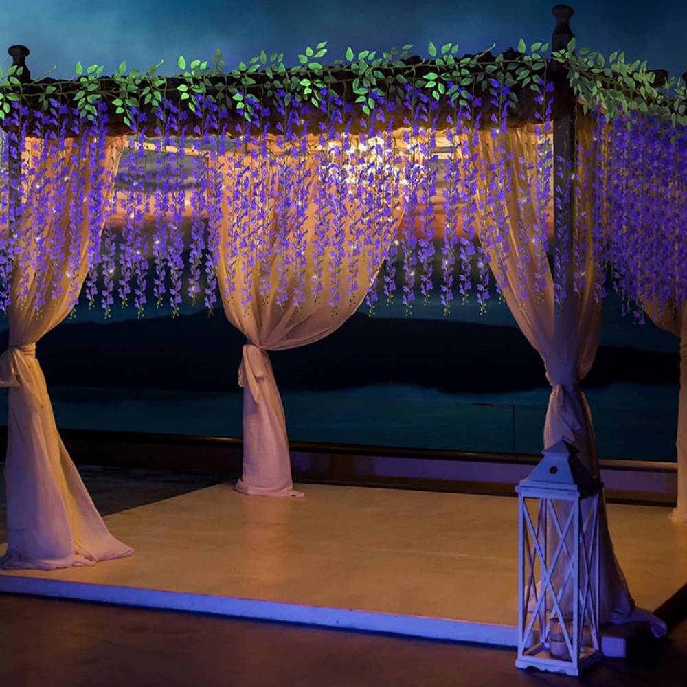 Bande de Glycine Artificielle Violette - Lot de 2 - Décoration Mariage et Événements - Réaliste - Lytech - Image 2