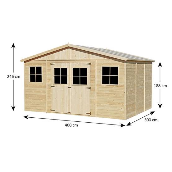 Abri de jardin - bois brut - 13 m² - Image 3