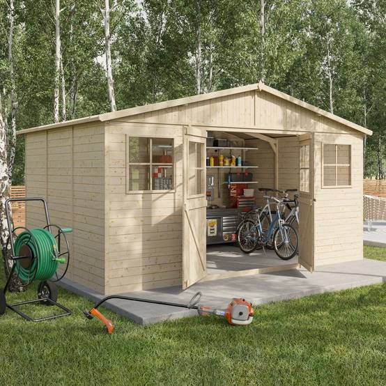 Abri de jardin - bois brut - 13 m² - Image 1