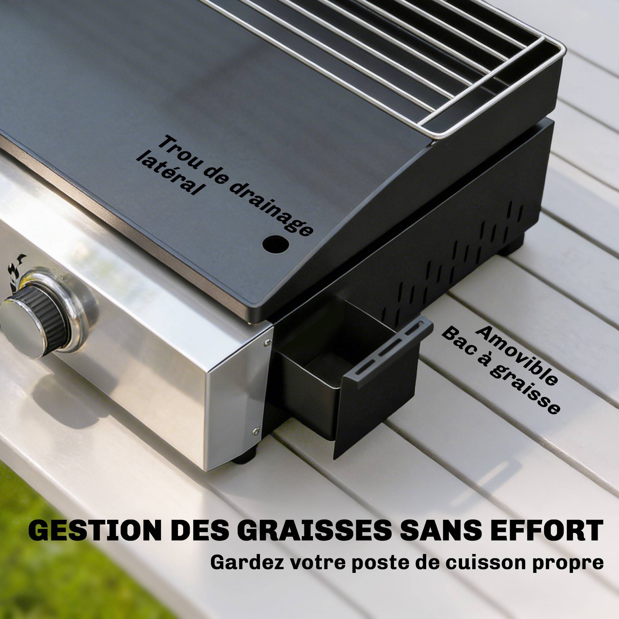 Plancha gaz inox noir 62 x 44 x 21 cm - PANGIVO - Image 8