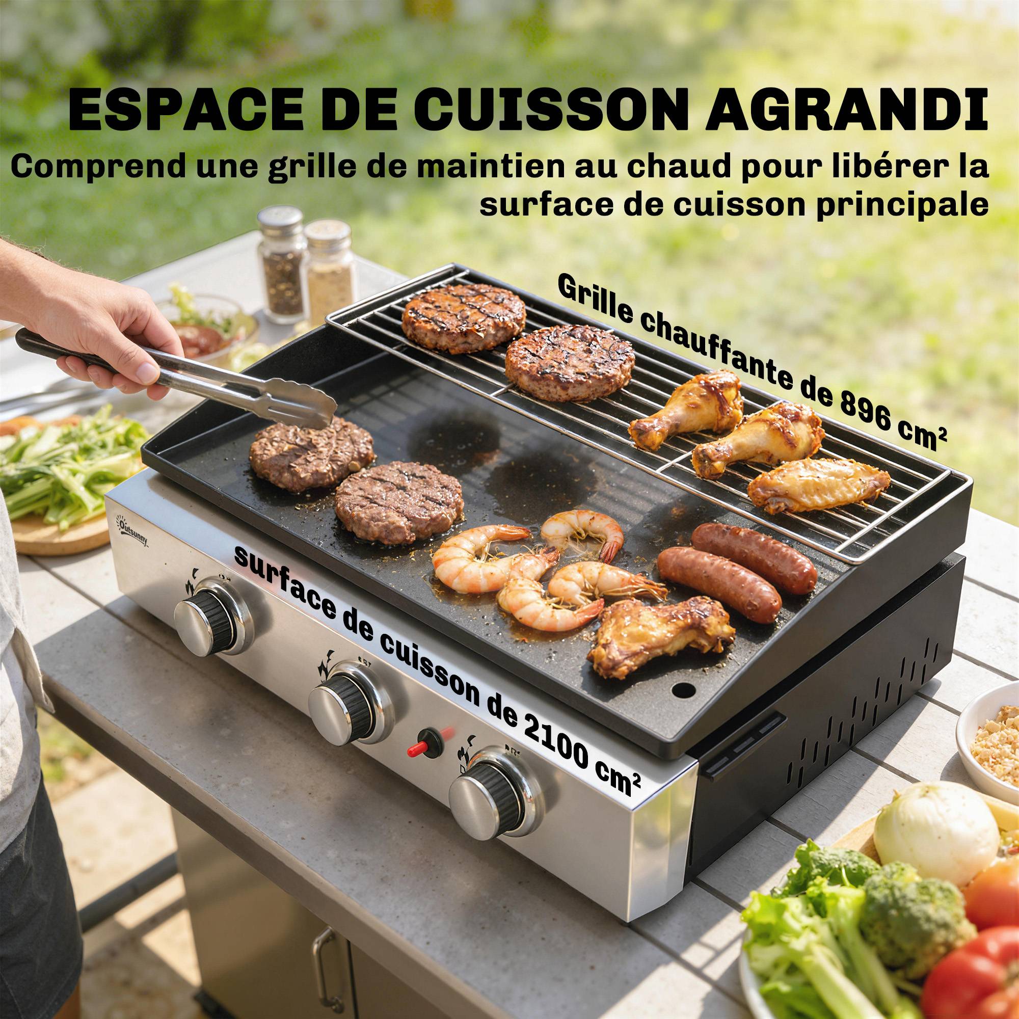 Plancha gaz inox noir 62 x 44 x 21 cm - PANGIVO - Image 7