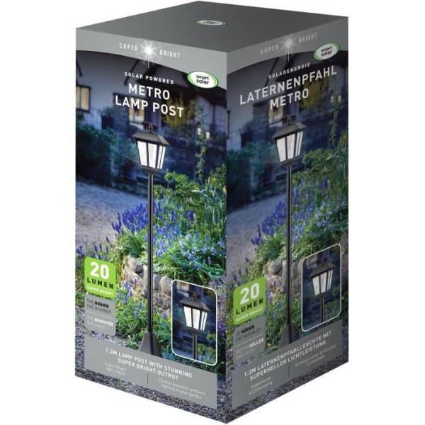 Smart Garden - Lampadaire solaire - SMART GARDEN - Metro - 20 lumens - Noir - 130 x 18 cm - Image 2