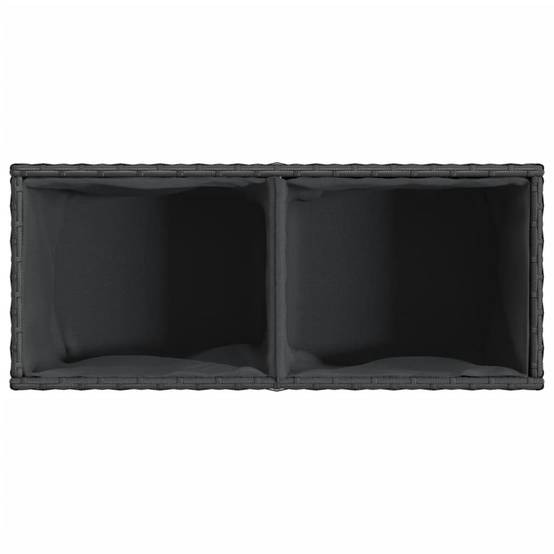 2 pcs Jardinière | Pot de fleurs | Cache-pot | Bac à fleurss avec 2 pots noir 72x30x32 cm résine tressée - Image 9