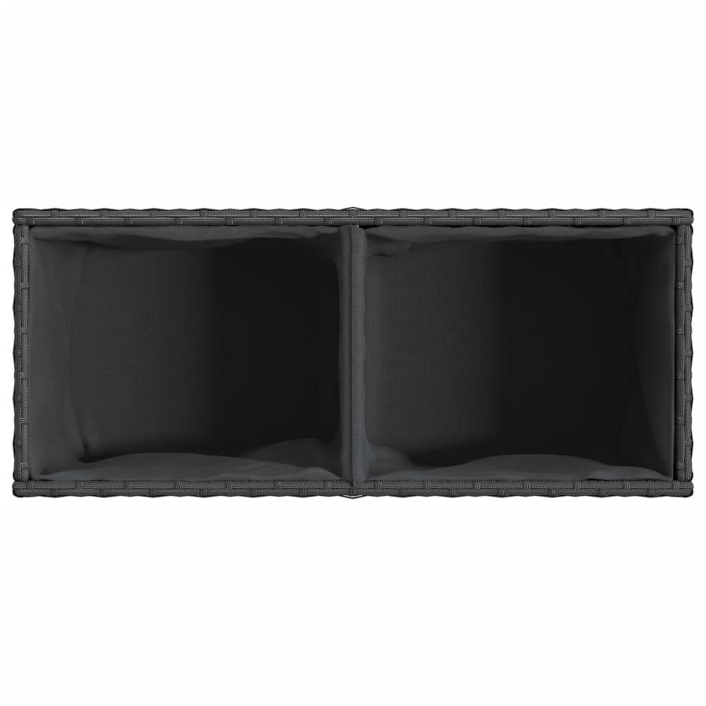 2 pcs Jardinière | Pot de fleurs | Cache-pot | Bac à fleurss avec 2 pots noir 72x30x32 cm résine tressée - Image 9