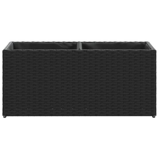 2 pcs Jardinière | Pot de fleurs | Cache-pot | Bac à fleurss avec 2 pots noir 72x30x32 cm résine tressée - Image 6