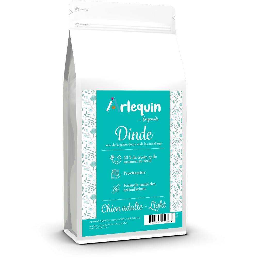 CROQUETTE CHIEN SANS CÉRÉALES LIGHT ARLEQUIN ORIGINELLE DINDE 12 kg - Image 1