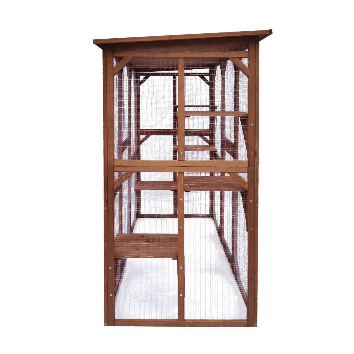Enclos pour chats en bois avec toit grillagé et porte d’accès sécurisée – Cémonjardin - Image 3