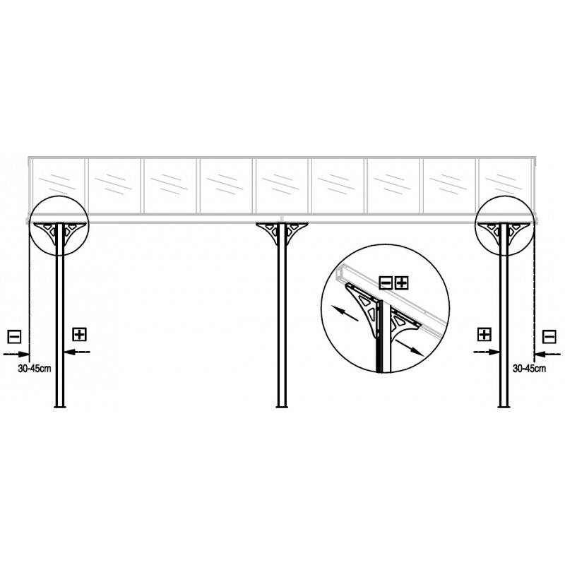 X-Metal - Pergola adossée ajustable 17m² aluminium polycarbonate 6mm anthracite X-Metal avec kit d'ancrage - Image 5