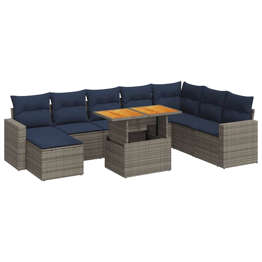 ComfortXL - Salon de jardin 8 places gris résine tressée avec pouf table haute et rangements intégrés – ComfortXL Outdoor Living - Image 2