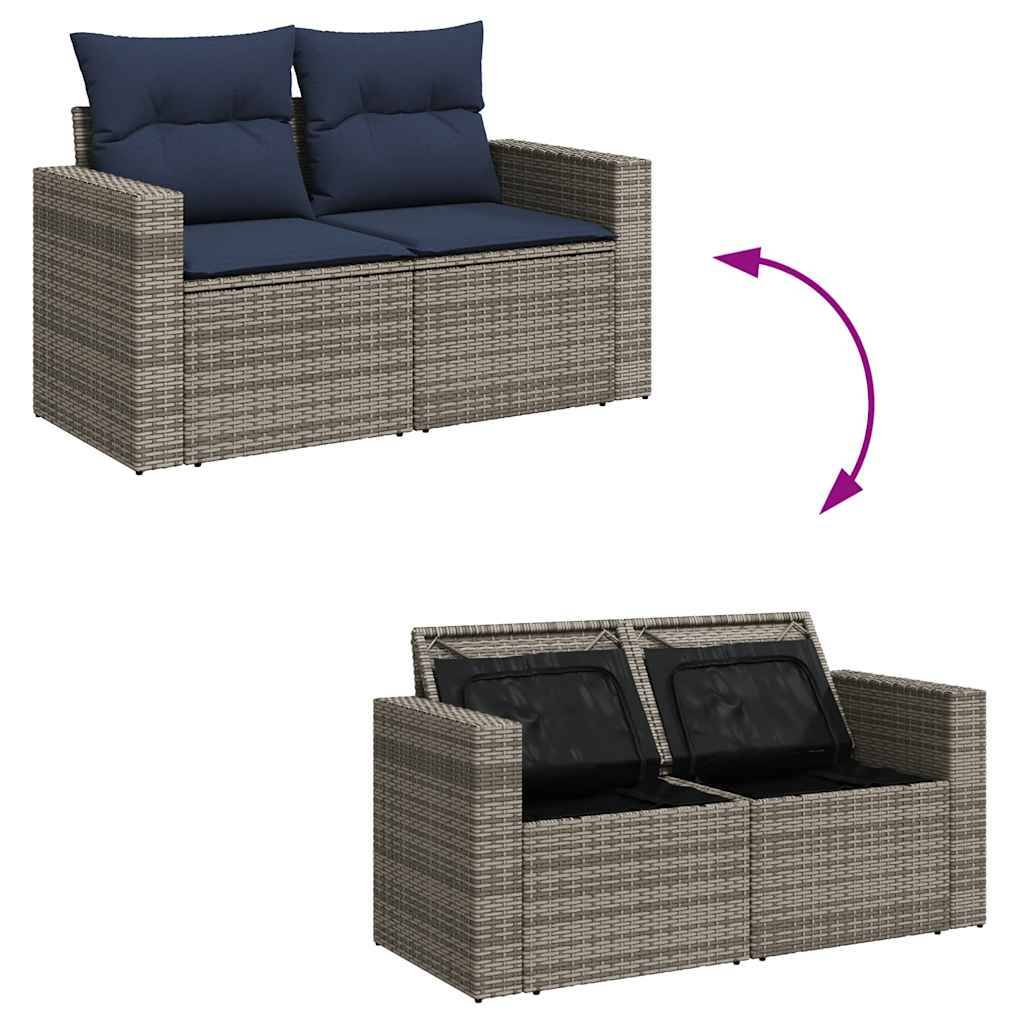 ComfortXL - Salon de jardin 8 places gris résine tressée avec pouf table haute et rangements intégrés – ComfortXL Outdoor Living - Image 3