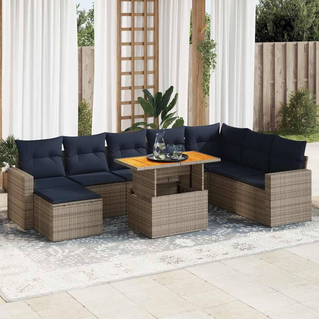 ComfortXL - Salon de jardin 8 places gris résine tressée avec pouf table haute et rangements intégrés – ComfortXL Outdoor Living - Image 1