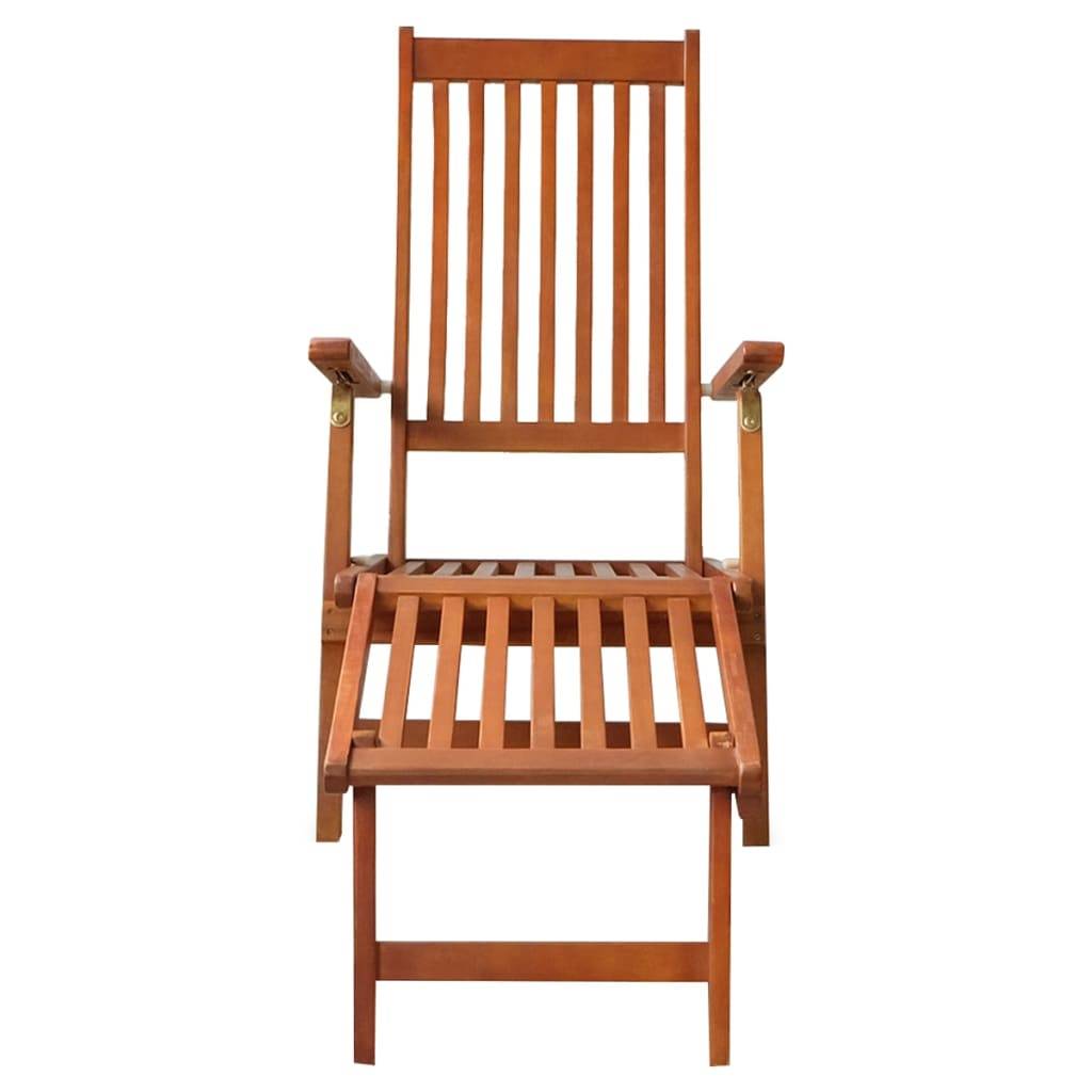 Helloshop26 - Transat chaise longue bain de soleil lit de jardin terrasse meuble d'extérieur avec repose-pied et coussin acacia solide - Image 3