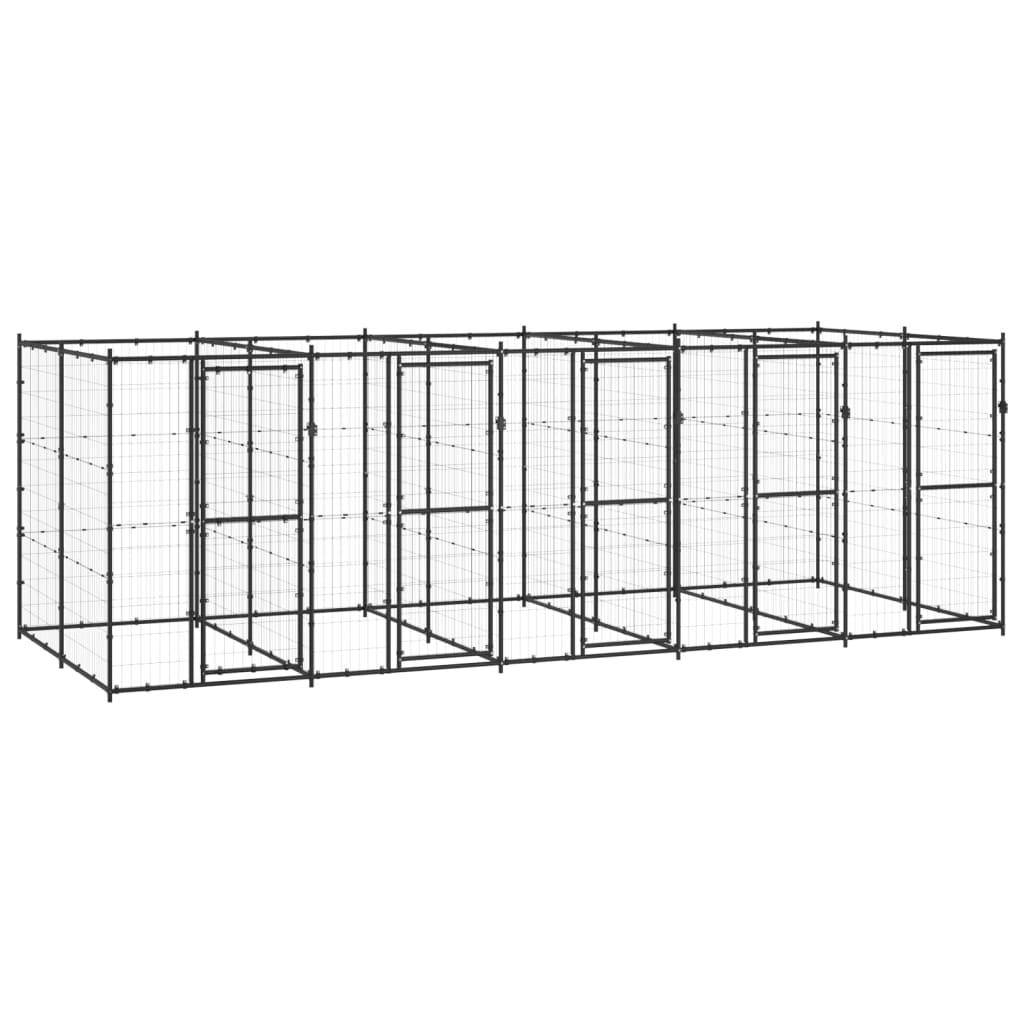 Helloshop26 - Chenil extérieur cage enclos parc animaux chien extérieur acier 12,1 m² - Image 1